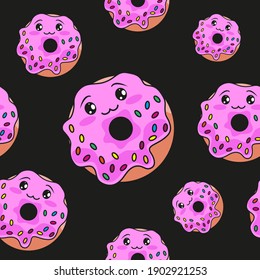 Cute smiling donut. Endless background 