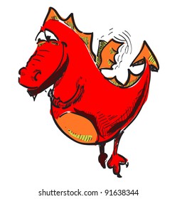Cute smiling dragon color vector illustration