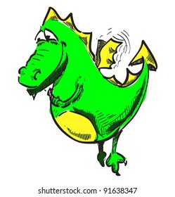 Cute smiling dragon color vector illustration