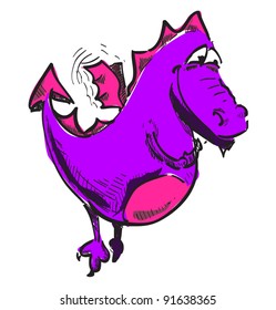 Cute smiling dragon color vector illustration