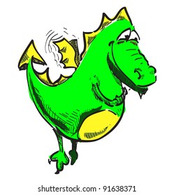 Cute smiling dragon color vector illustration