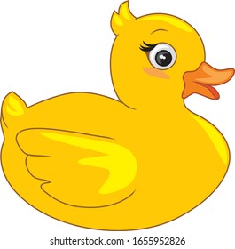Cute smiling duckling isolated on white. Vector