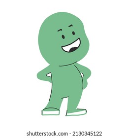 Cute smiling eco character is happy.Vector illustration with a flat cartoon face. Isolated on a white background. green cute character, mascot logo idea positive concept
