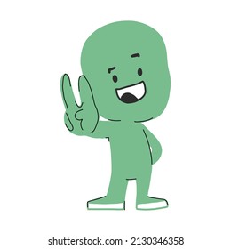 El personaje ecológico sonriente lindo es feliz. Ilustración vectorial con una caricatura plana. Aislado sobre un fondo blanco. personaje lindo verde, idea positiva del logotipo de mascota