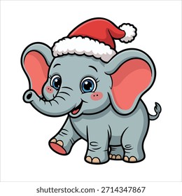cute smiling elephant vector art isolated on white background