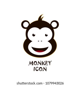 Cute smiling emoji monkey. Isolated vector illustration.