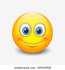 Cute Smiling Emoticon, Emoji, Smiley - Vector Illustration