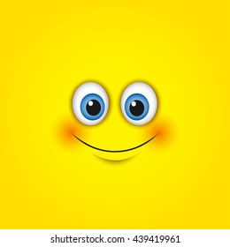 Cute smiling emoticon, emoji, smiley - vector illustration

