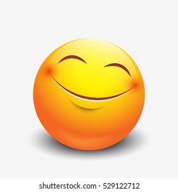 Cute smiling emoticon, emoji, smiley - vector illustration

