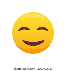 Cute smiling emoticon. Happy face 