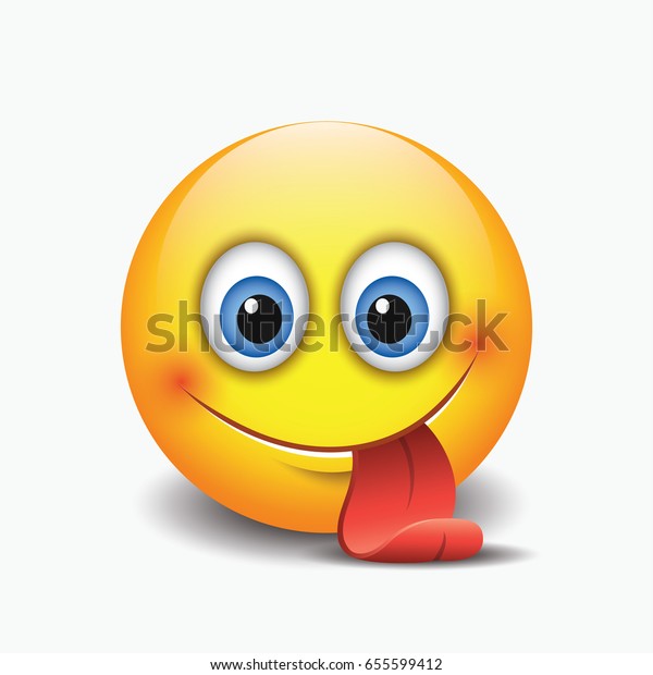 Cute Smiling Emoticon Sticking Out His Stock Vector Royalty Free