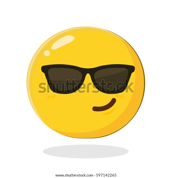 Cute Smiling Emoticon Wearing Black Sunglasses Stock Vector (Royalty ...