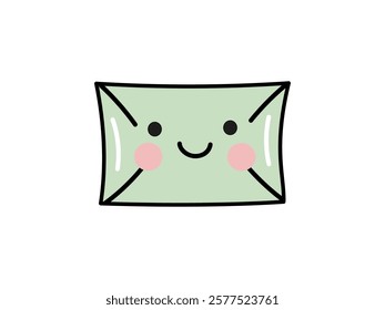 Cute smiling envelope doodle and flat illustration for love and eco themes

