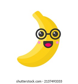 Cute smiling exotic banana, isolated colorful vector fruit icon