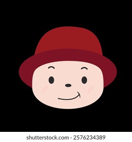 Cute smiling face with a bowler Hat icon