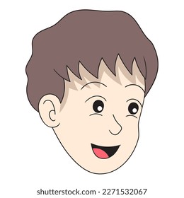linda cara sonriente emoticono cabeza de niño. ilustración de diseño vectorial