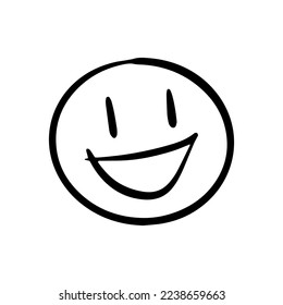Cute smiling face emotion doodle hand drawn in vector simple bullet journal style happy character.
