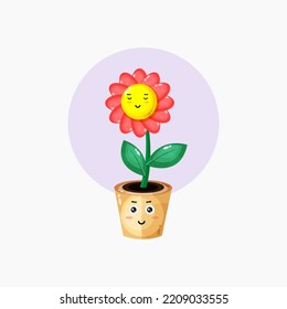 Cute smiling face flower illustration design