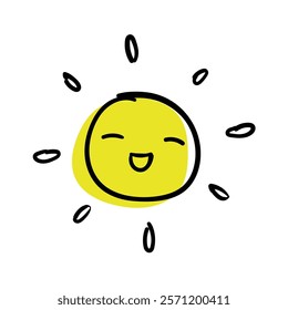 Cute smiling face. Summer sunlight cartoon design