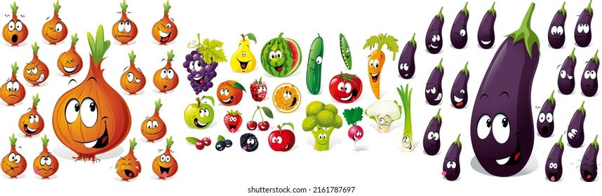 Frutas vectoriales de carita sonriente