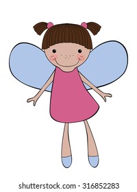Cute smiling fairy isolated on white background