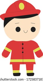 cute smiling fireman illustration vector