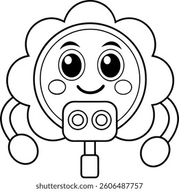 Cute Smiling Flower Face Cartoon Character