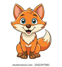 cute smiling fox , carton style art , clip art