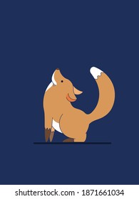 Cute smiling fox in profile on a dark blue background. Vector image in eps format.