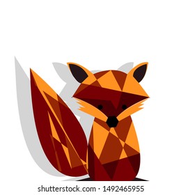 Cute smiling fox vector cartoon illustration. Wild zoo animal icon. Fluffy adorable pet looking straight. Forest fauna childish character. Simple flat design element for kids