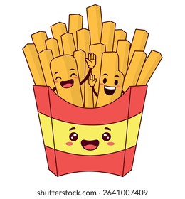 Cute smiling french fries mascot