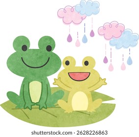 Ilustración de icono de rana sonriente linda