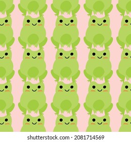 Cute smiling frogs with pink cheeks. Enamored green toads. Vector animal characters seamless pattern of amphibian toad drawing.Childish design for baby clothes, bedding, textiles, print, wallpaper.