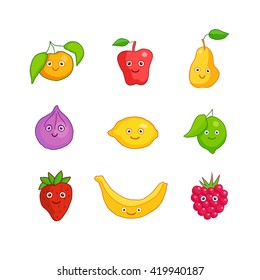 Cute smiling fruits characters
