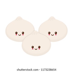 Cute smiling funny cute chinese Dim sum.Vector modern flat style cartoon character illustration.Isolated on white background.Dim sum, asian,chinese food concept
