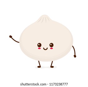 Cute smiling funny cute chinese Dim sum.Vector modern flat style kawaii cartoon character illustration.Isolated on white background.Dim sum, asian,chinese food concept