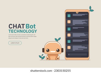 Robot divertido y sonriente lindo. Ayuda en línea virtual de IA. Asistente virtual. Servicio de soporte de voz. Consulta en línea. logotipo de asistencia al cliente. Caricatura. Ilustración del vector
