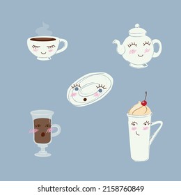 Cute smiling furniture for tea time