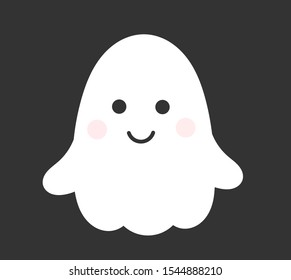 Cute smiling ghost. Halloween vector illustration.