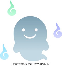 Cute smiling ghost and human souls