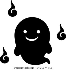 Cute smiling ghost and human souls