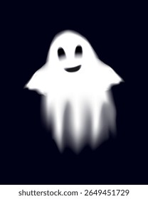 Cute Smiling Ghost Illustration for Halloween and Spooky Designs
Adorable white ghost with a happy face on a dark background, perfect for Halloween invitations, party decorations, greeting cards, kids