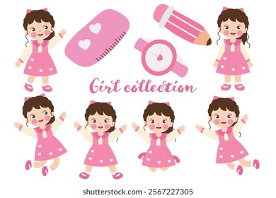 Cute Smiling Girl Character Illustration
