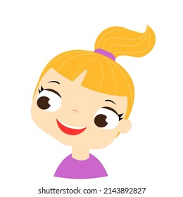 Cute smiling girl child. Happy kid vector illustration
