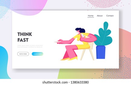 Cute Smiling Girl Sitting at Chair with Cards in Hand Playing Desktop or Board Tabletop Games, Home Leisure Activity, Gaming. Website Landing Page, Web Page. Cartoon Flat Vector Illustration, Banner