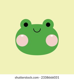 Ícono de personaje de la cara de la rana verde sonriente. Ilustración vectorial al estilo de las caricaturas kawaii.