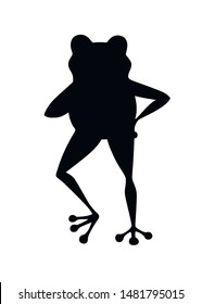 Cute smiling green frog standing on two legs cartoon animal design flat vector illustration isolated on white background