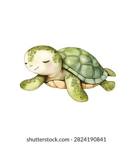 Cute smiling green turtle toy face
