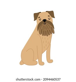 Cute smiling Griffon of Brussels. Vector illustration of a dog