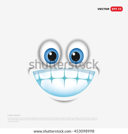 Cute smiling, grinning face emoticon showing teeth, emoji, smiley - vector illustration